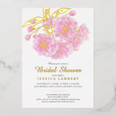 Invitation En Aluminium Fleurs de printemps rose douche nuptiale (Recto)
