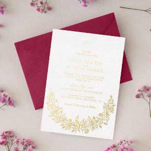 Invitation En Aluminium Fleurs de Rose Sauvage Jardin Affaire Mariage