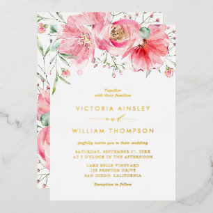 Invitation En Aluminium Fleurs de roses aquarelles roses romantiques de ma