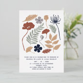 Invitation En Aluminium Fleurs de séquoia bleu simple Floral Mariage moder (Debout devant)