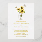 Invitation En Aluminium Fleurs de soleil à Mason Jar Pays Mariage rustique (Recto)