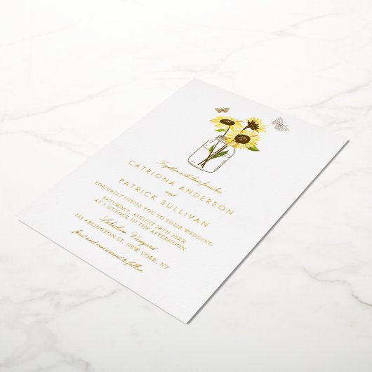 Invitation En Aluminium Fleurs de soleil à Mason Jar Pays Mariage rustique (Rotation)