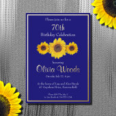 Invitation En Aluminium Fleurs de soleil en bleu - 70e anniversaire