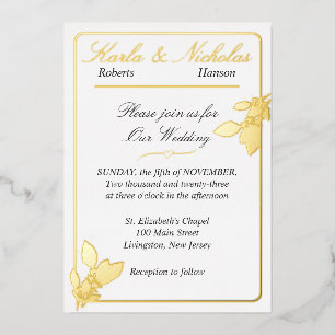 Invitation En Aluminium Fleurs de Tulipe, Élégant Mariage Blanc