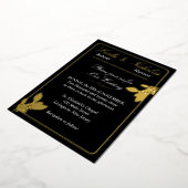 Invitation En Aluminium Fleurs de Tulipe, Mariage Élégant Noir (Rotation)