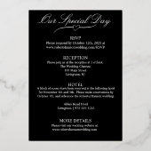 Invitation En Aluminium Fleurs de Tulipe, Mariage Élégant Noir (Verso)