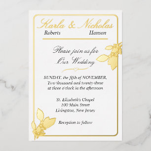 Invitation En Aluminium Fleurs de tulipes, Mariage blanc élégant