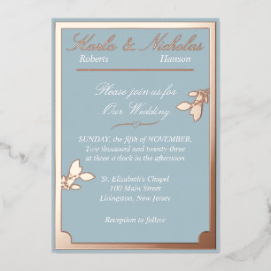 Invitation En Aluminium Fleurs de tulipes, Mariage bleu pastel, Frontière