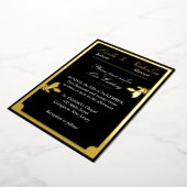 Invitation En Aluminium Fleurs de tulipes, Mariage noir élégant, Bordure o (Rotation)