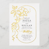 Invitation En Aluminium Fleurs dessinées à la main Élégant Mariage blanc (Recto)