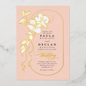 Invitation En Aluminium Fleurs dessinées à la main Élégant Mariage de pêch (Recto)