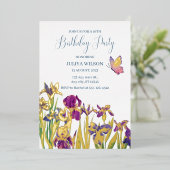 Invitation En Aluminium Fleurs d'Iris 16e fête d'anniversaire (Debout devant)