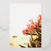 Invitation En Aluminium Fleurs d'or orange sur le mariage de plage (Verso)