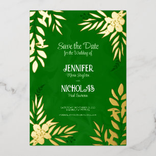 Invitation En Aluminium Fleurs élégantes et ornements Feuille pour Mariage