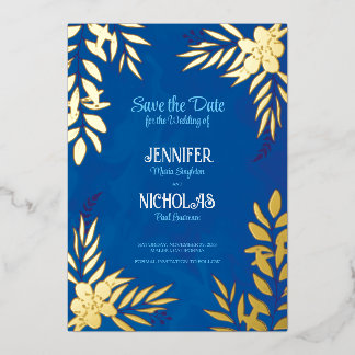 Invitation En Aluminium Fleurs élégantes et ornements Feuille pour Mariage