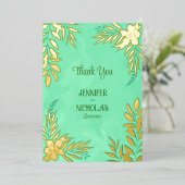 Invitation En Aluminium Fleurs élégantes et ornements Feuille pour Mariage (Debout devant)