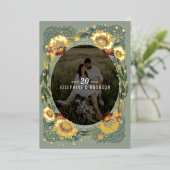 Invitation En Aluminium Fleurs esquissées Photo unique Enregistrer la date (Debout devant)