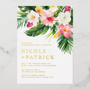 Invitation En Aluminium Fleurs et verdure Partie d'engagement tropical