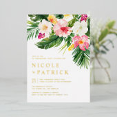 Invitation En Aluminium Fleurs et verdure Partie d'engagement tropical (Debout devant)
