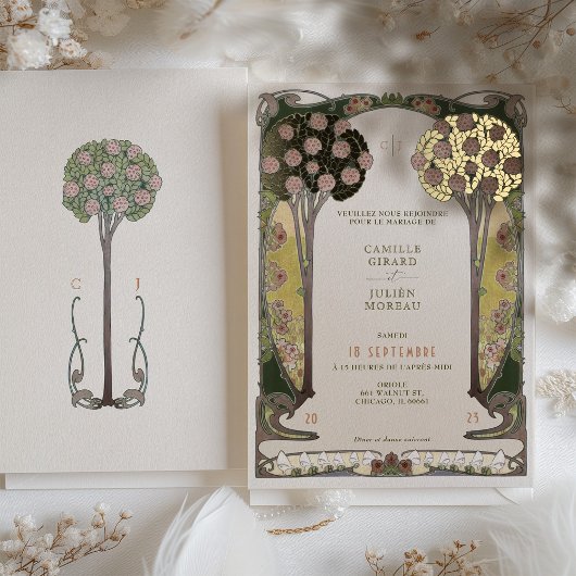 Invitation En Aluminium Fleurs françaises Arbres de l'amour Mariage victor