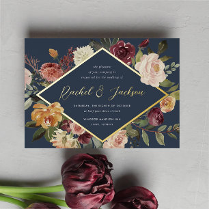 Invitation En Aluminium Fleurs géométriques pour mariage champêtre