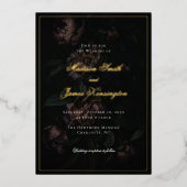 Invitation En Aluminium Fleurs gothiques romantiques Moody Mariage or (Recto)