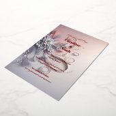 Invitation En Aluminium Fleurs grises délicates sur blush (Rotation)