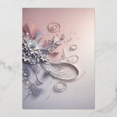 Invitation En Aluminium Fleurs grises délicates sur blush (Verso)