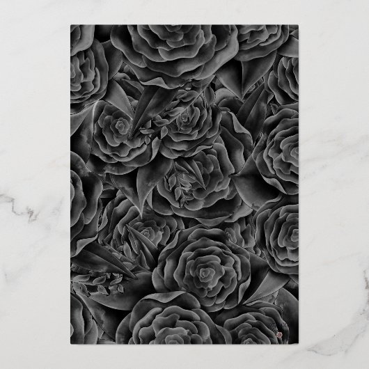 Invitation En Aluminium Fleurs monochromes et anniversaire à feuille d'arg (Verso)