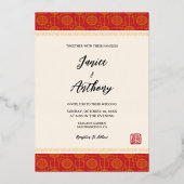Invitation En Aluminium Fleurs orientales oiseaux mariage chinois moderne (Verso)