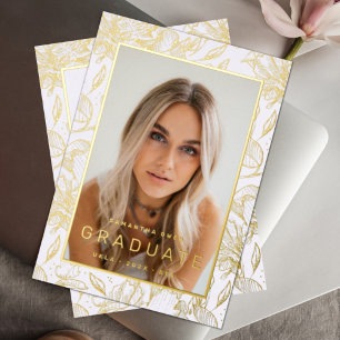 Invitation En Aluminium Fleurs pressées avec feuille d'or pour annonce de