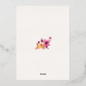 Invitation En Aluminium Fleurs rose fleurie Jaune Mariage Botanique Or (Verso)