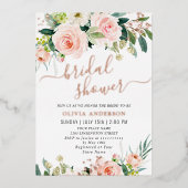 Invitation En Aluminium Fleurs rose pâle Aquarelle Fête des mariées or (Recto)