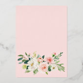 Invitation En Aluminium Fleurs rose pâle Aquarelle Fête des mariées or (Verso)