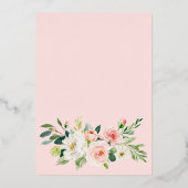 Invitation En Aluminium Fleurs rose pâle Aquarelle Fête des mariées or (Verso)