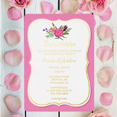 Invitation En Aluminium Fleurs roses avec huile Quinceañera