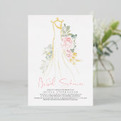 Invitation En Aluminium Fleurs roses élégantes Fête des mariées de verdure (Debout devant)