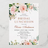 Invitation En Aluminium Fleurs roses rousses Aquarelle Bridal LUNCHEON Gol (Recto)