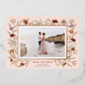 Invitation En Aluminium Fleurs sauvages autour Enregistrer la date (Recto)