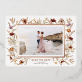 Invitation En Aluminium Fleurs sauvages autour Enregistrer la date (Recto)