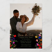 Invitation En Aluminium Fleurs sauvages boho 2 photos mariage save the dat (Verso)