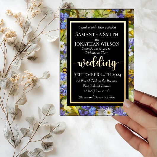 Invitation En Aluminium Fleurs sauvages colorées Mariage
