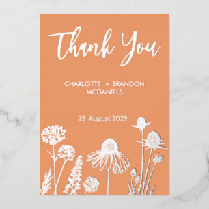 Invitation En Aluminium Fleurs sauvages d'abricot Mariage Remerciements Or