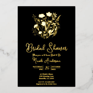 Invitation En Aluminium Fleurs sauvages de jardin Real Gold pour la fête d