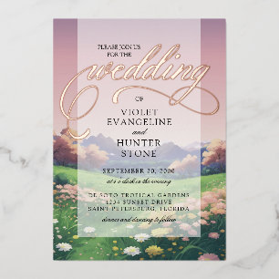 Invitation En Aluminium Fleurs Sauvages de Paysage de Mariage