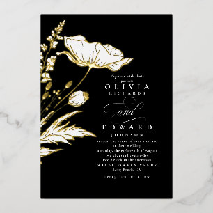 Invitation En Aluminium Fleurs sauvages dessinés à la main Élégant Mariage