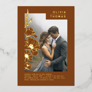 Invitation En Aluminium Fleurs sauvages Élégante Photo de mariage en terre