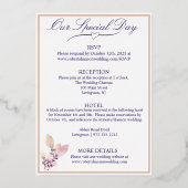 Invitation En Aluminium Fleurs violettes Élégant Mariage blanc (Verso)