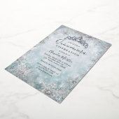 Invitation En Aluminium Flocon de neige bleu Silver Quinceanera (Rotation)