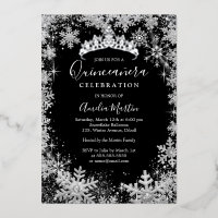 Flocon de neige d'hiver Silver Black Quinceanera